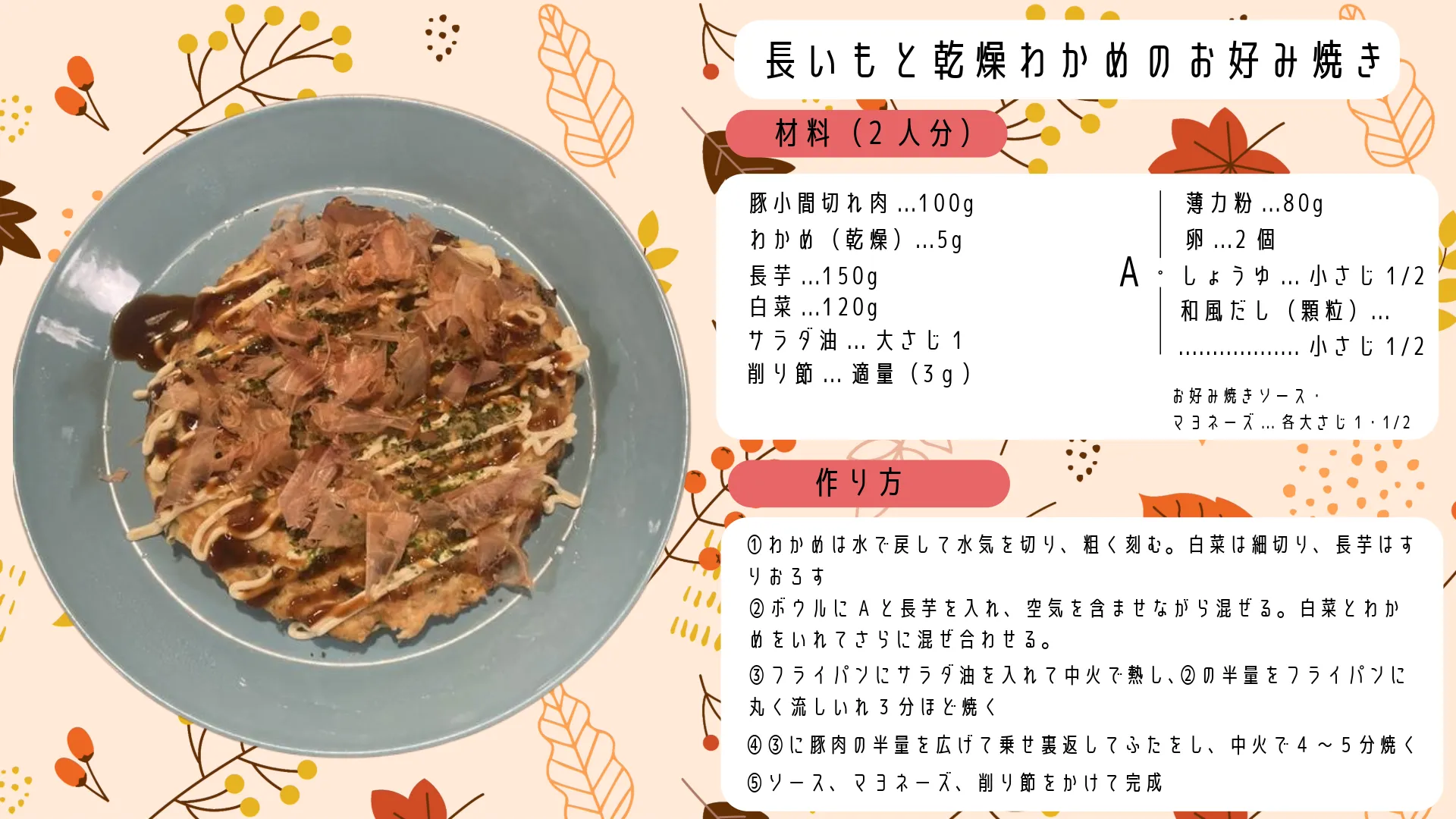お好み焼きのレシピ画像